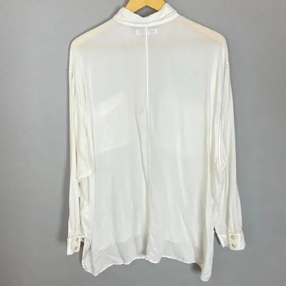 Urban Outfitters Blouse White Semi-Sheer Long Sleeve FLAWS Size Medium Women Top - Picture 2 of 16